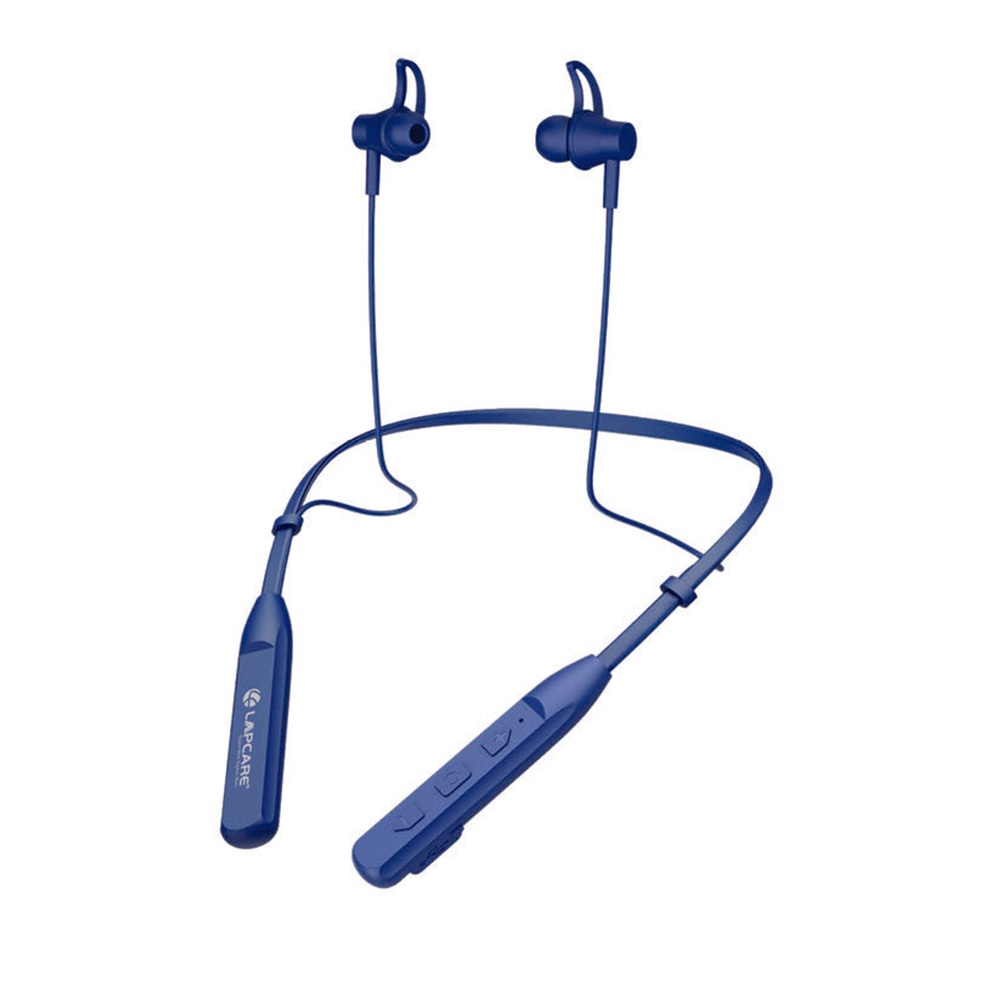 Lapcare Wooband 105 Wireless Neckband Headphone with Magnetized Buds for Handle Calls and Music, Blue, LNB-123
