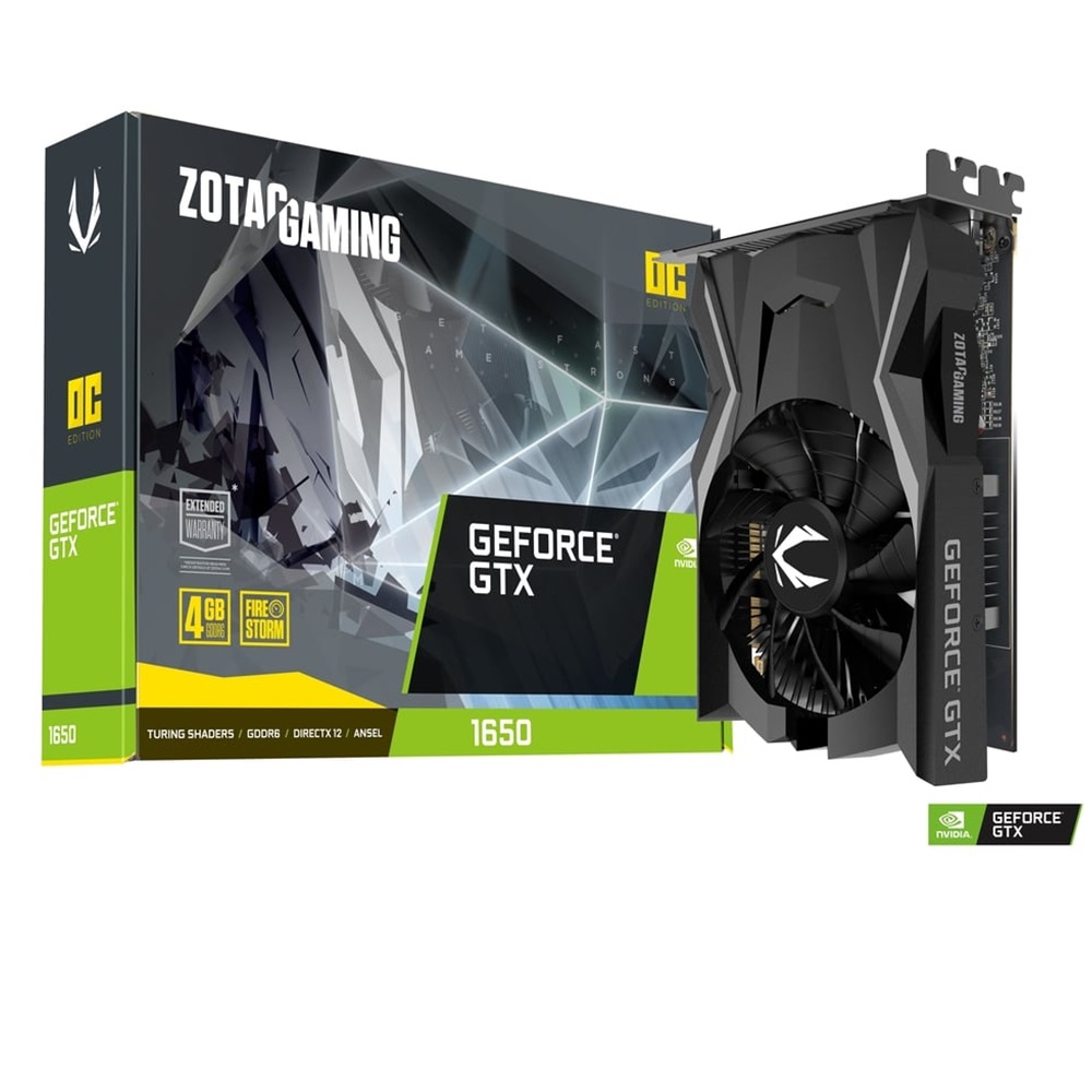 Zotac Gaming GeForce GTX 1650 4GB DDR6 Graphics Card with 128 bit, HDMI 2.0b, DVU-D, Display Ports, PCIe 3.0 and Single Fan, ZT-T16520F-10L